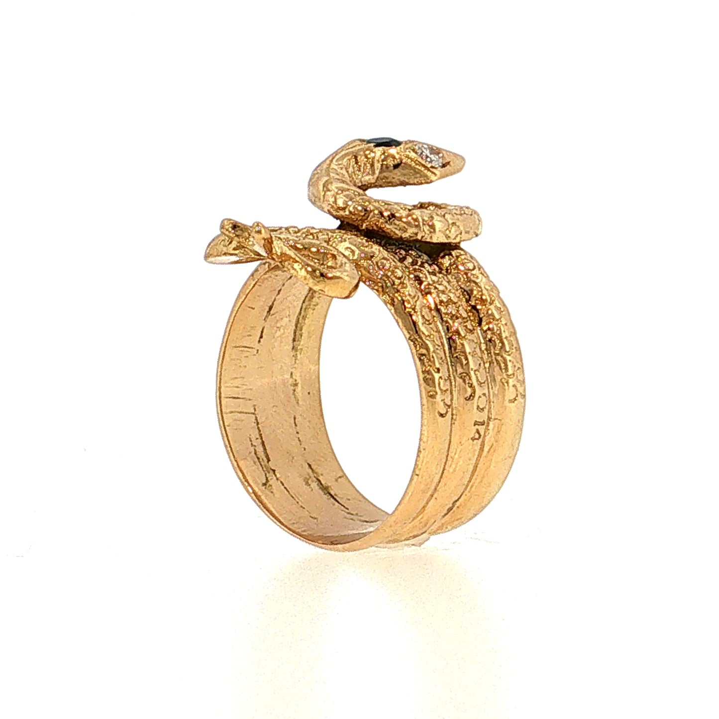 Victorian Sapphire & Diamond Snake Cocktail Ring 14k