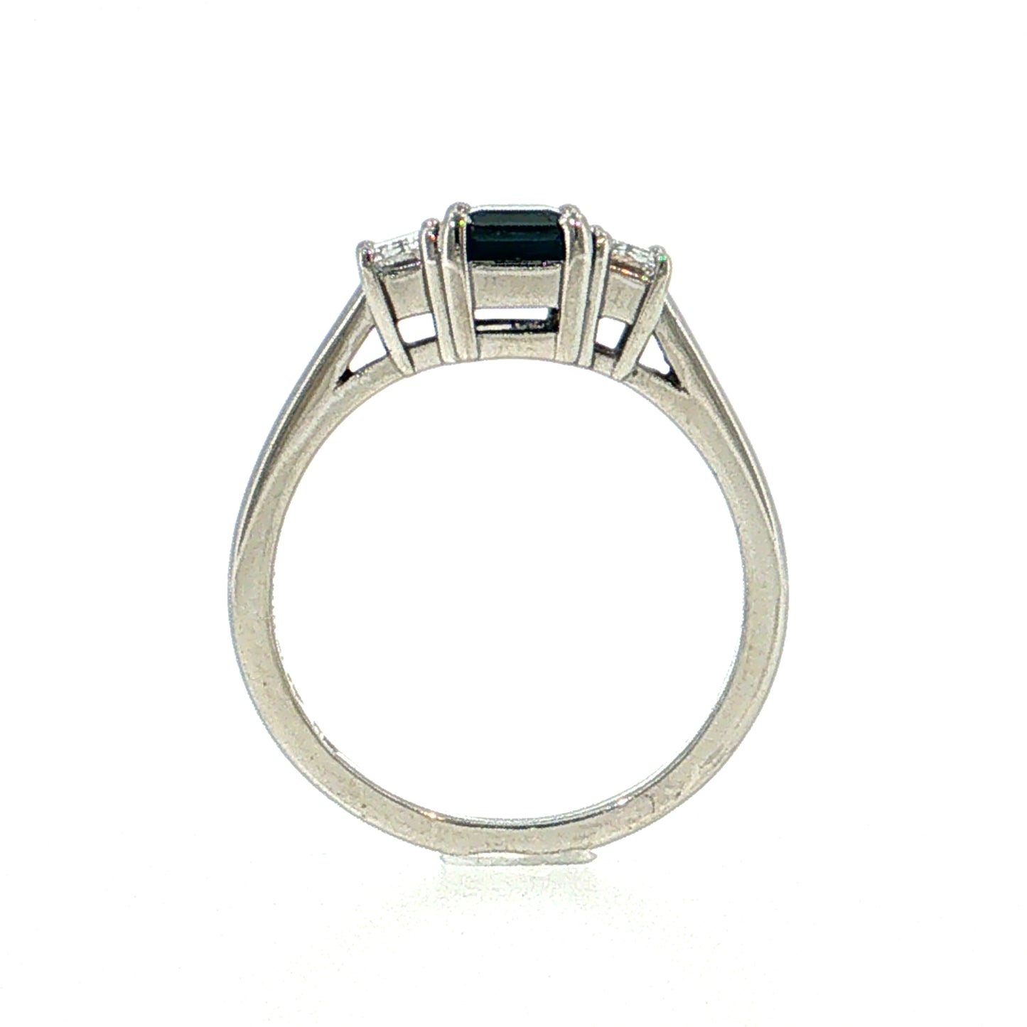 1.15 Blue Sapphire Three Stone Ring Platinum
