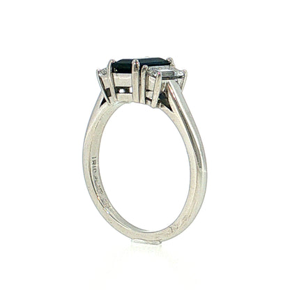 1.15 Blue Sapphire Three Stone Ring Platinum
