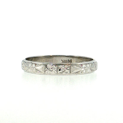 Vintage Mid-Century Men's Orange Blossom Wedding Band 18k White Gold