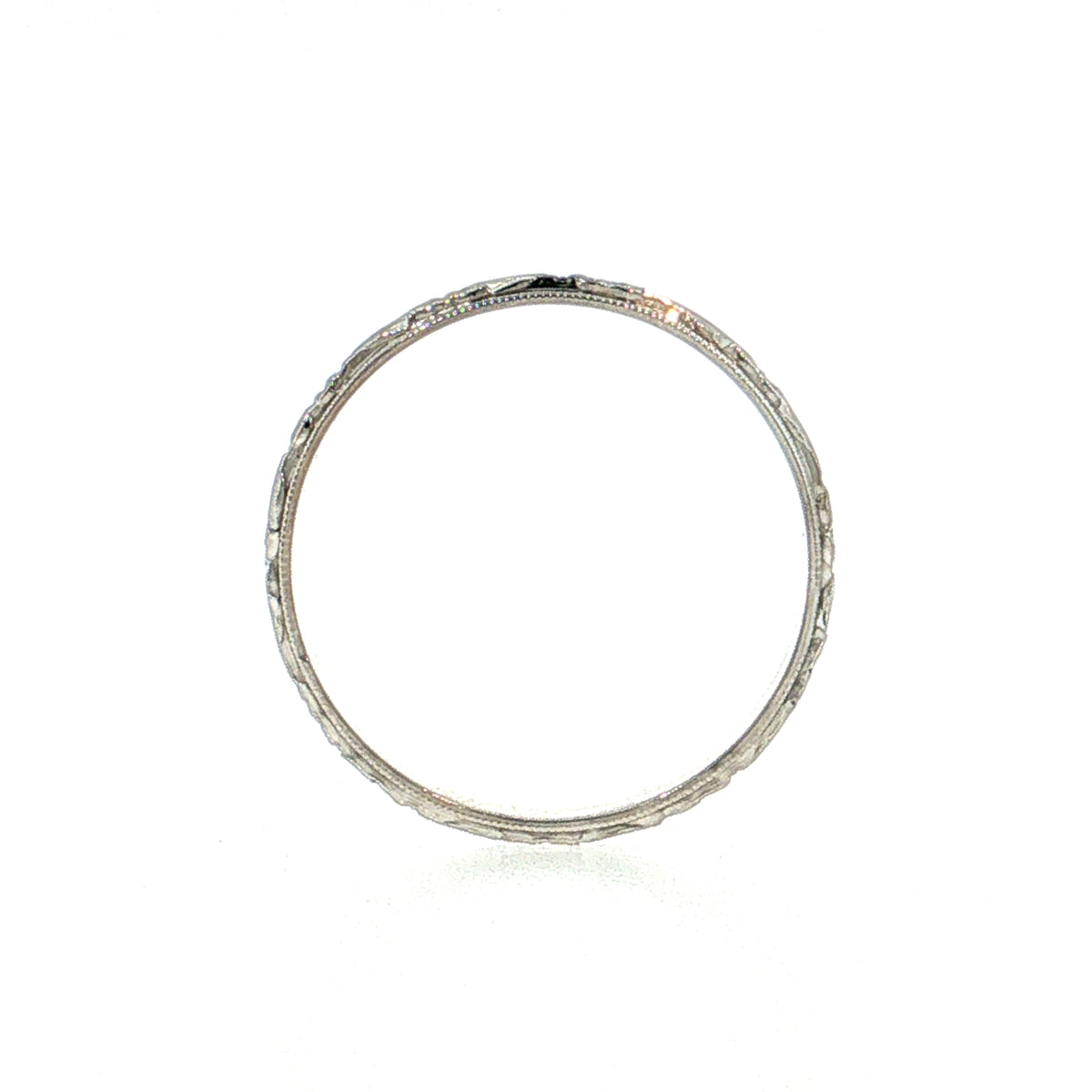 Vintage Mid-Century Men's Orange Blossom Wedding Band 18k White Gold