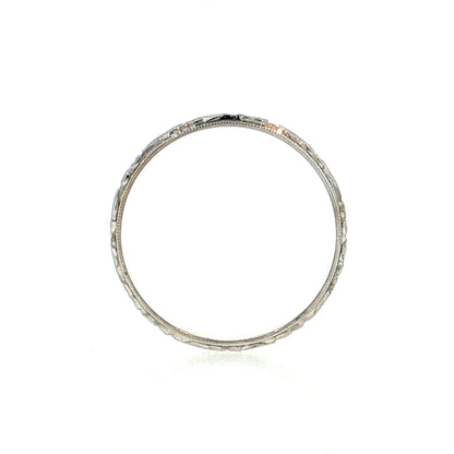 Vintage Mid-Century Men's Orange Blossom Wedding Band 18k White Gold