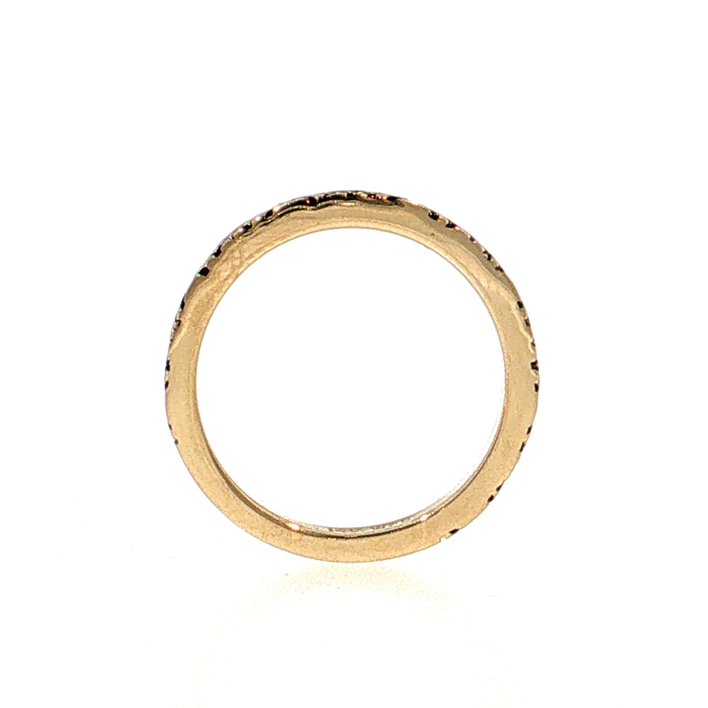 Cross Hatch Black Enamel Stacking Ring 14k