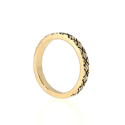 Cross Hatch Black Enamel Stacking Ring 14k