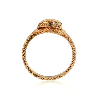 Diamond Snake Cocktail Ring 14k Yellow Gold