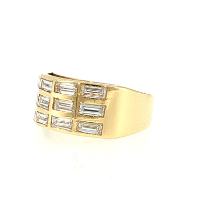 2.16 Diamond Baguette Cocktail Ring 18k Yellow Gold
