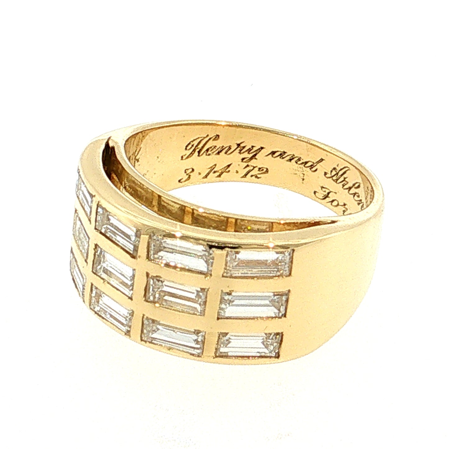 2.16 Diamond Baguette Cocktail Ring 18k Yellow Gold
