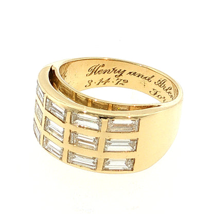 2.16 Diamond Baguette Cocktail Ring 18k Yellow Gold