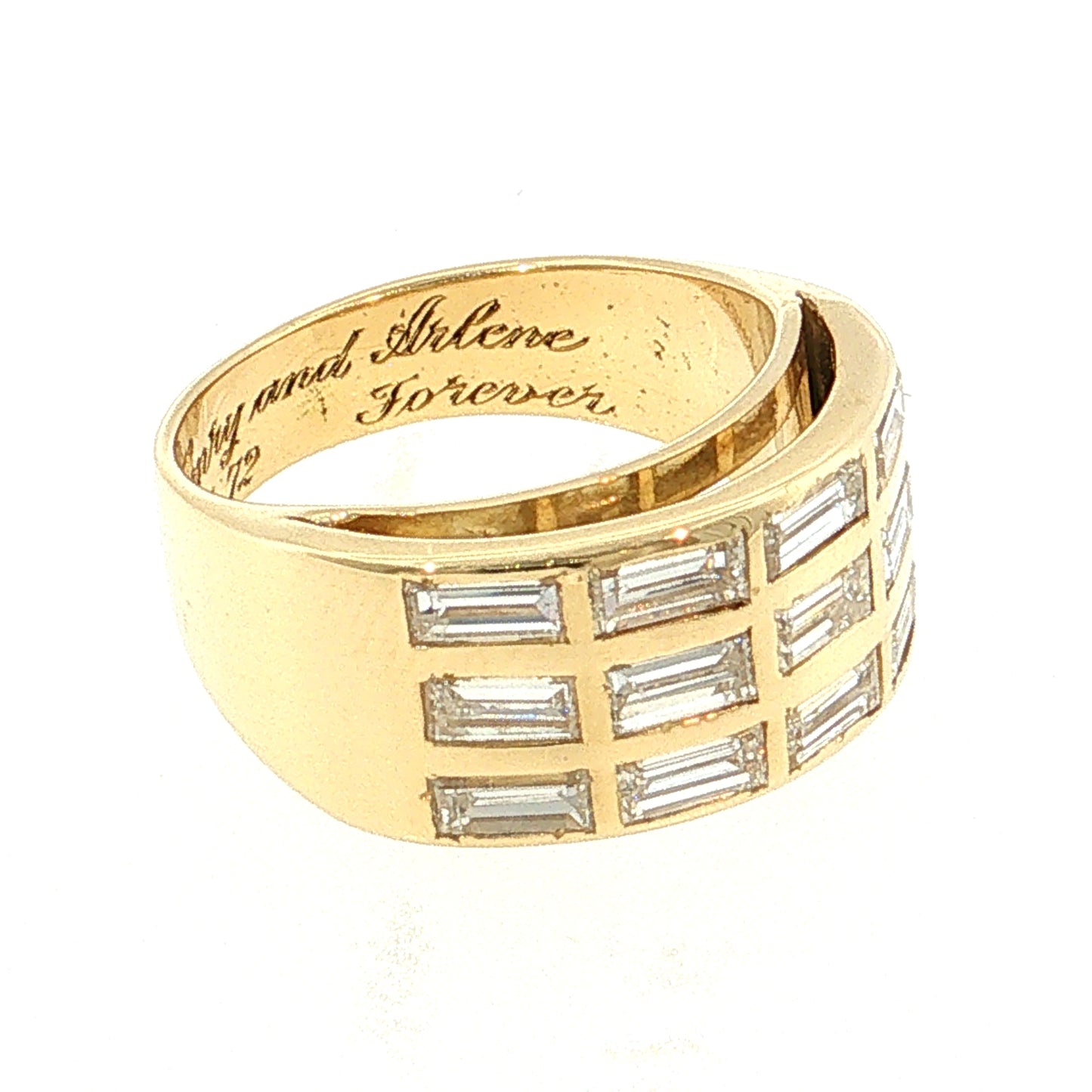 2.16 Diamond Baguette Cocktail Ring 18k Yellow Gold