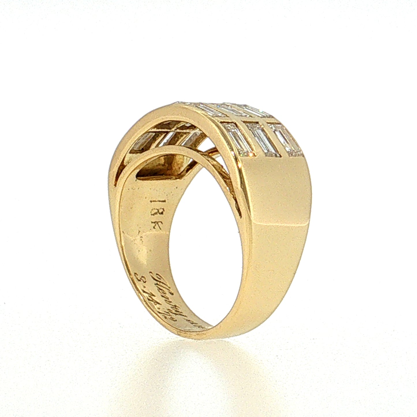 2.16 Diamond Baguette Cocktail Ring 18k Yellow Gold