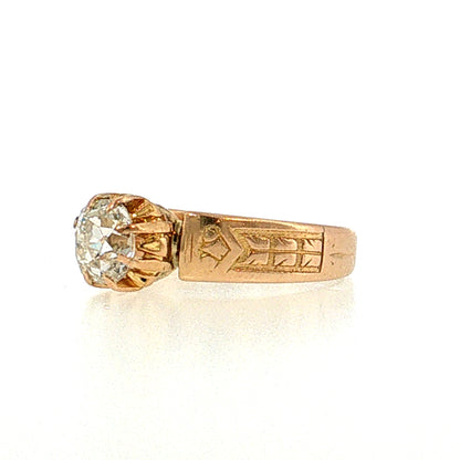.88 Victorian Old Mine Diamond Solitaire Ring 18k