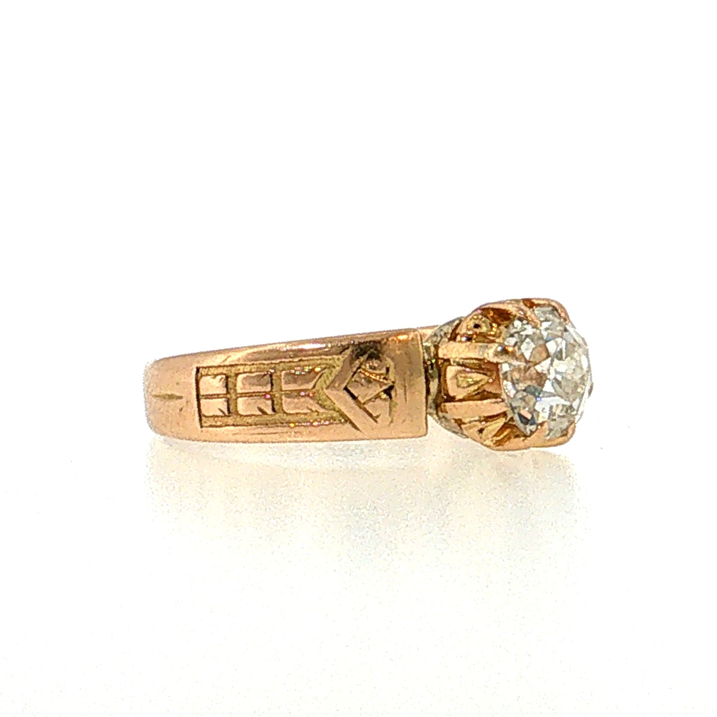 .88 Victorian Old Mine Diamond Solitaire Ring 18k