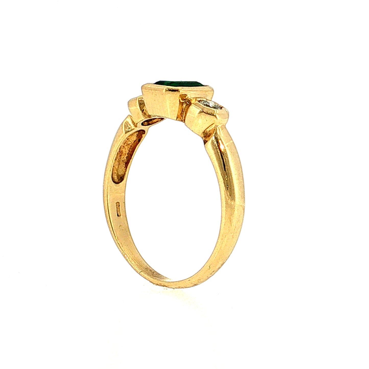 .95 Emerald Three Stone Ring 18k Yellow Gold