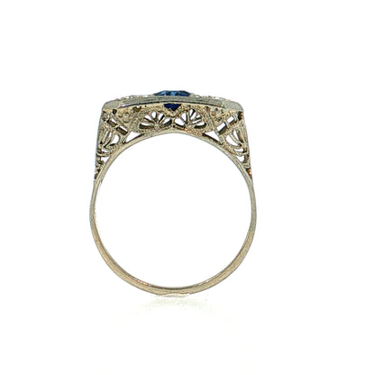 .73 Vintage Art Deco Sapphire Three Stone Ring 14k