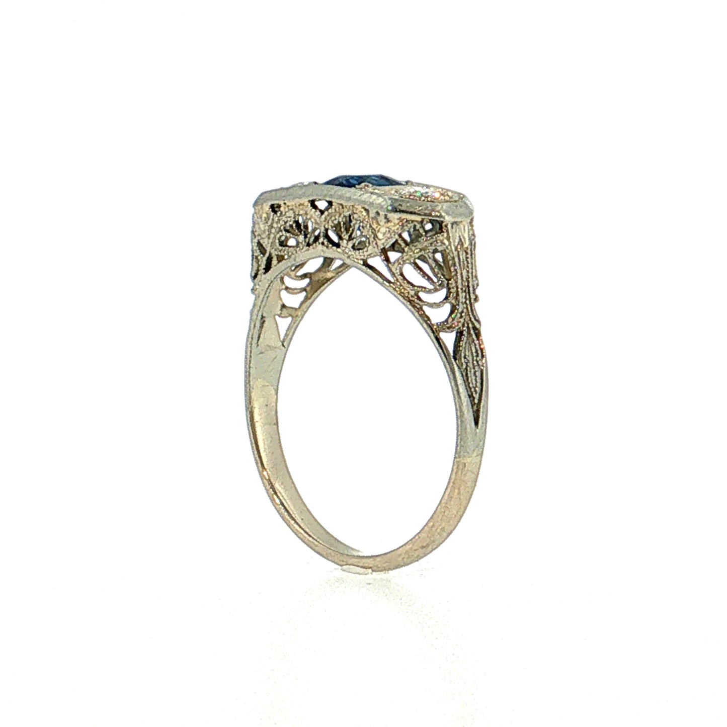 .73 Vintage Art Deco Sapphire Three Stone Ring 14k