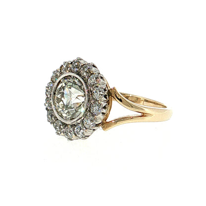 2.30 Antique Victorian Old Euro Diamond Engagement Ring Platinum & 14k