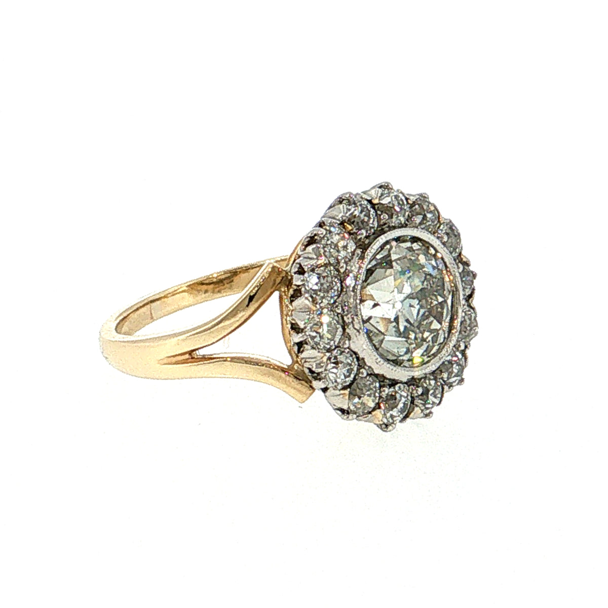 2.30 Antique Victorian Old Euro Diamond Engagement Ring Platinum & 14k