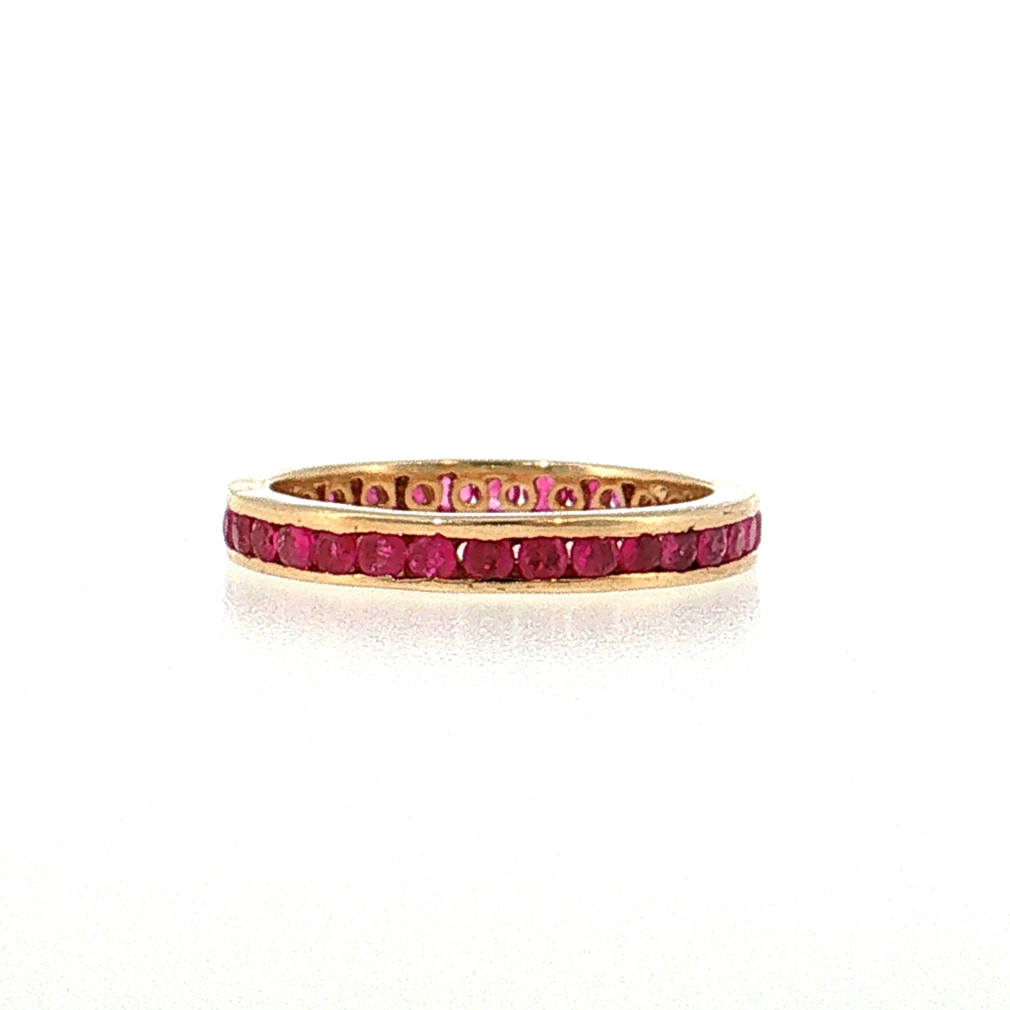 1.50 Ruby Eternity Wedding Band 14k Yellow Gold