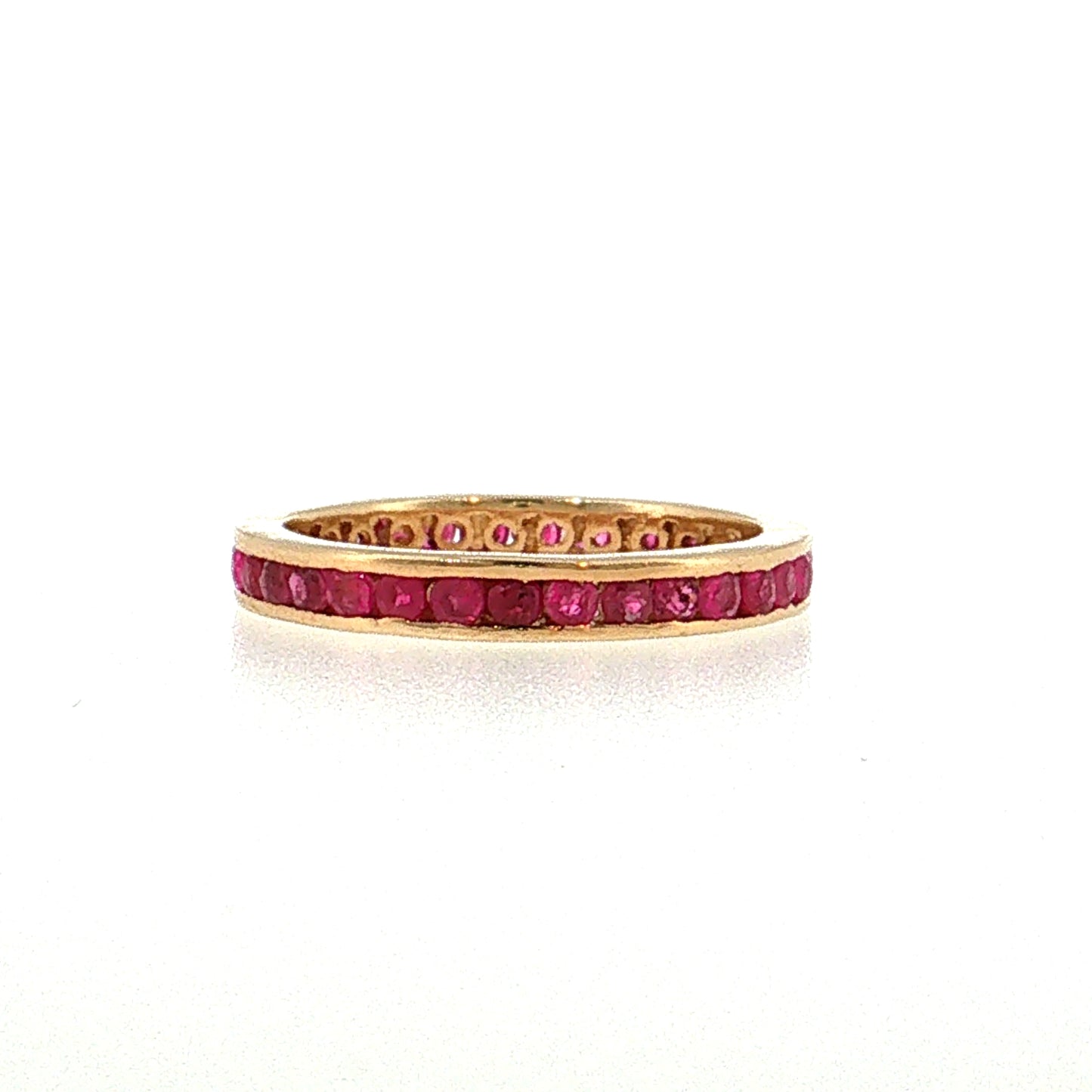 1.50 Ruby Eternity Wedding Band 14k Yellow Gold