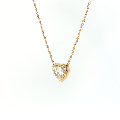 2.01 Rose Cut Diamond Heart Pendant 18k Yellow Gold