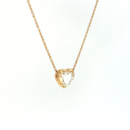 2.01 Rose Cut Diamond Heart Pendant 18k Yellow Gold
