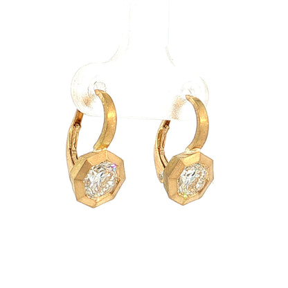 14.44 Cushion Lemon Quartz Drop Earrings 18k