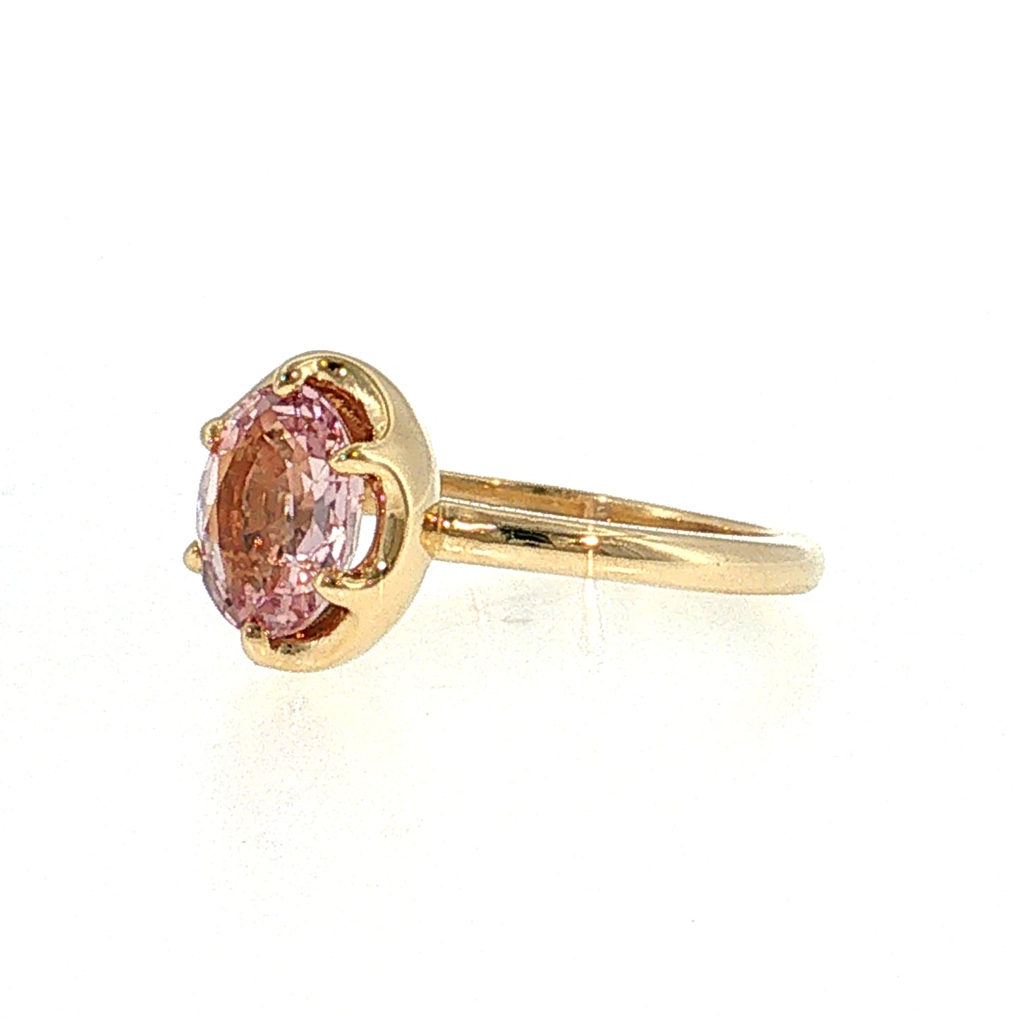 2.24 Oval Padparadscha Sapphire Solitaire Ring 14k
