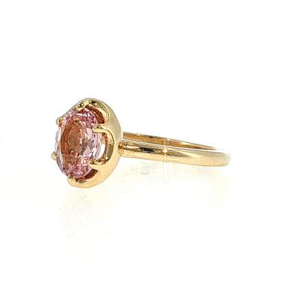 2.24 Oval Padparadscha Sapphire Solitaire Ring 14k