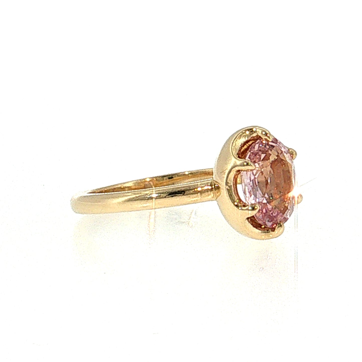 2.24 Oval Padparadscha Sapphire Solitaire Ring 14k
