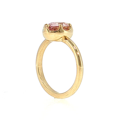 2.24 Oval Padparadscha Sapphire Solitaire Ring 14k