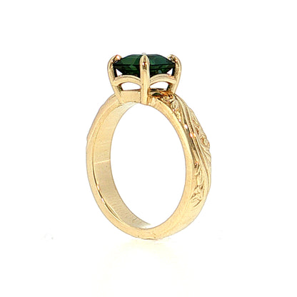 2.04 Asscher Cut Green Sapphire Solitaire Ring 14k