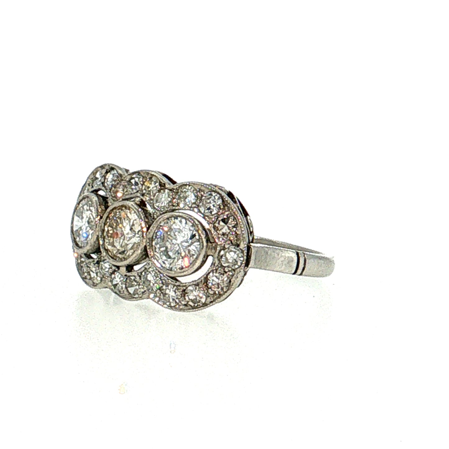 .40 Vintage Mid-Century Diamond Cocktail Ring Platinum