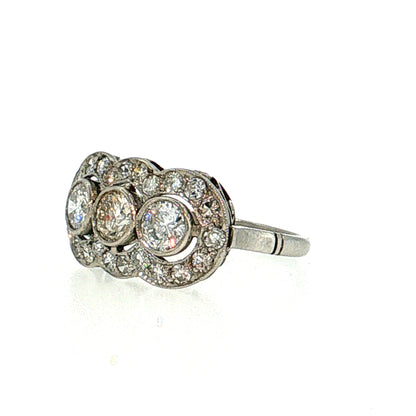 .40 Vintage Mid-Century Diamond Cocktail Ring Platinum