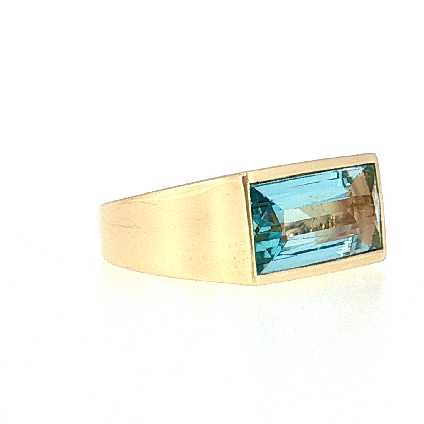 5.21 Aquamarine Emerald Cut Cocktail Ring 14k