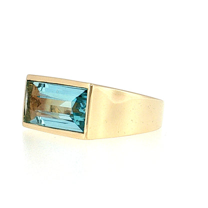 5.21 Aquamarine Emerald Cut Cocktail Ring 14k