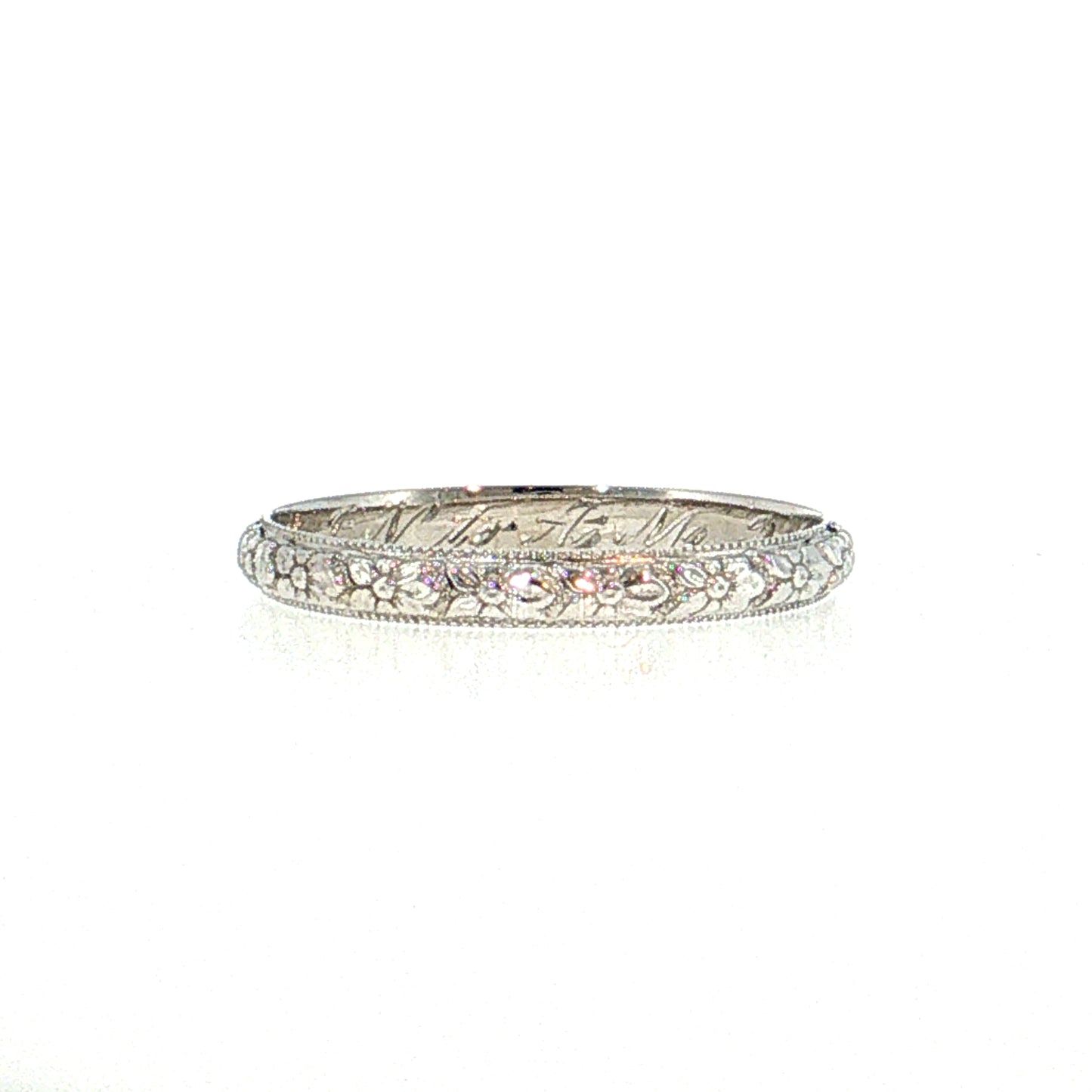 Antique Art Deco Orange Blossom Wedding Band 18k White Gold