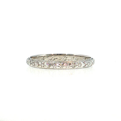 Antique Art Deco Orange Blossom Wedding Band 18k White Gold