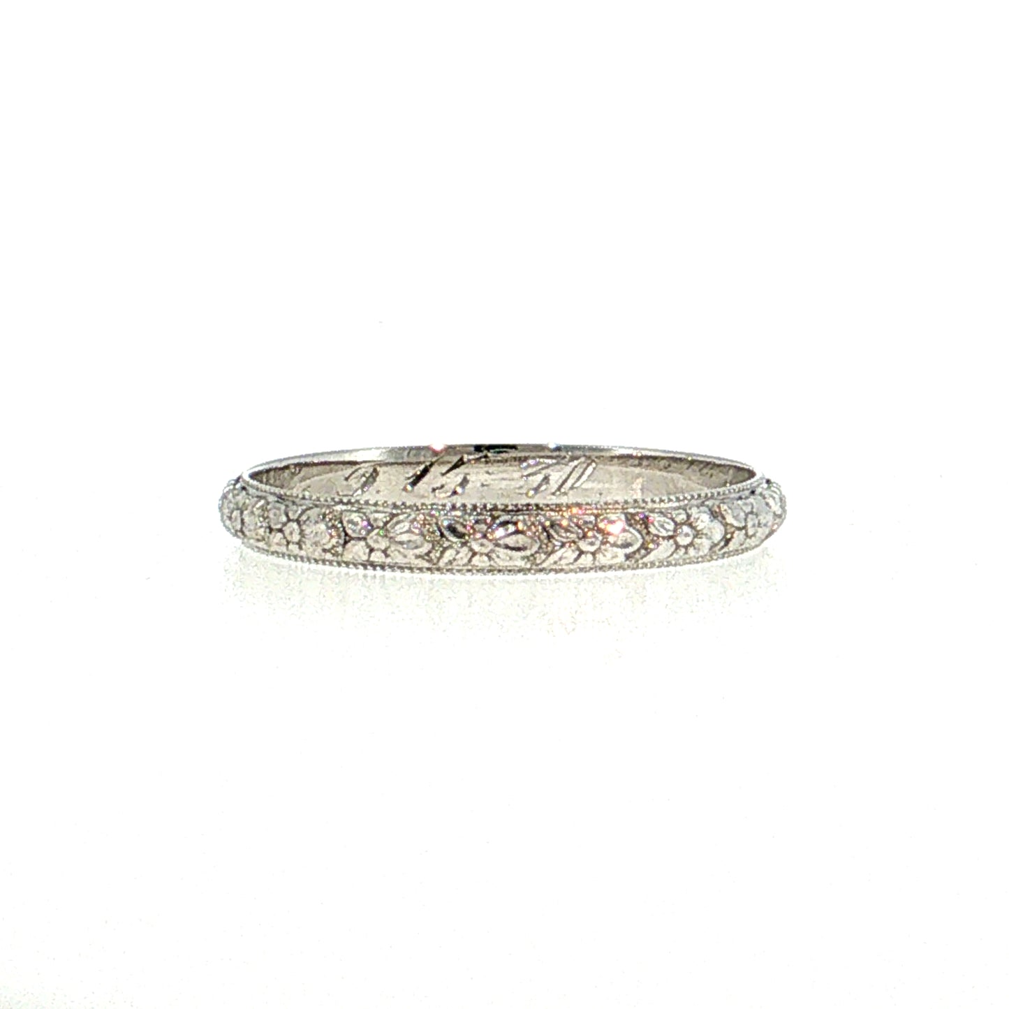 Antique Art Deco Orange Blossom Wedding Band 18k White Gold