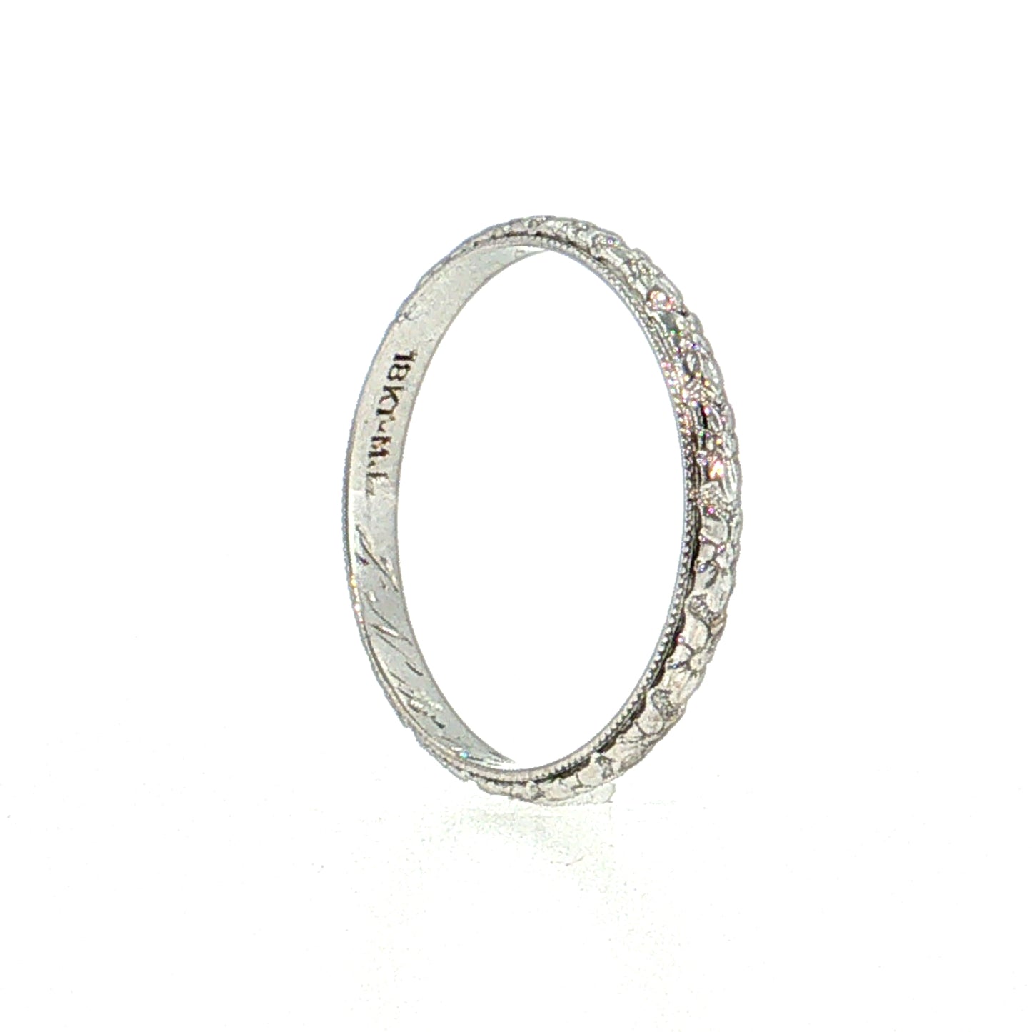 Antique Art Deco Orange Blossom Wedding Band 18k White Gold