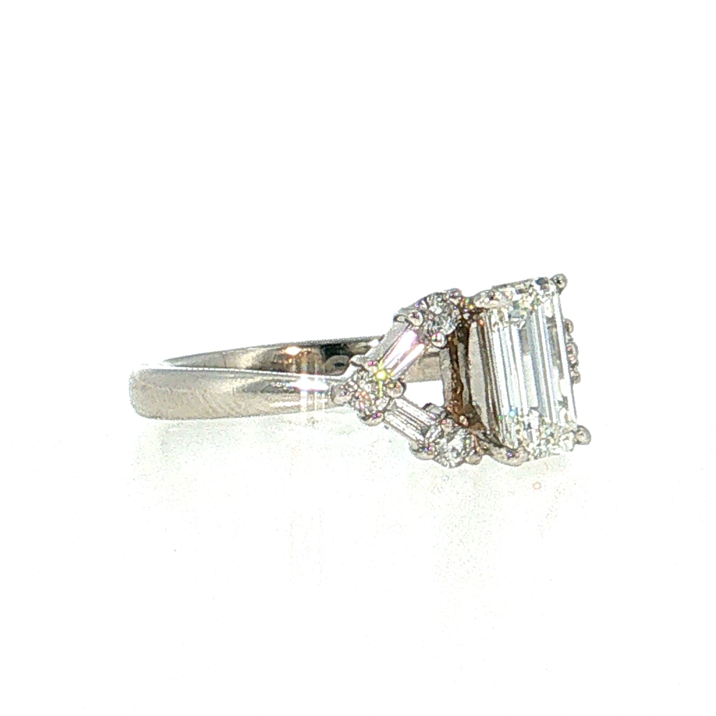 1.26 Emerald Cut Diamond Engagement Ring Platinum