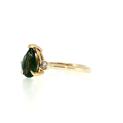 1.52 Pear Sapphire Three Stone Engagement Ring 14k