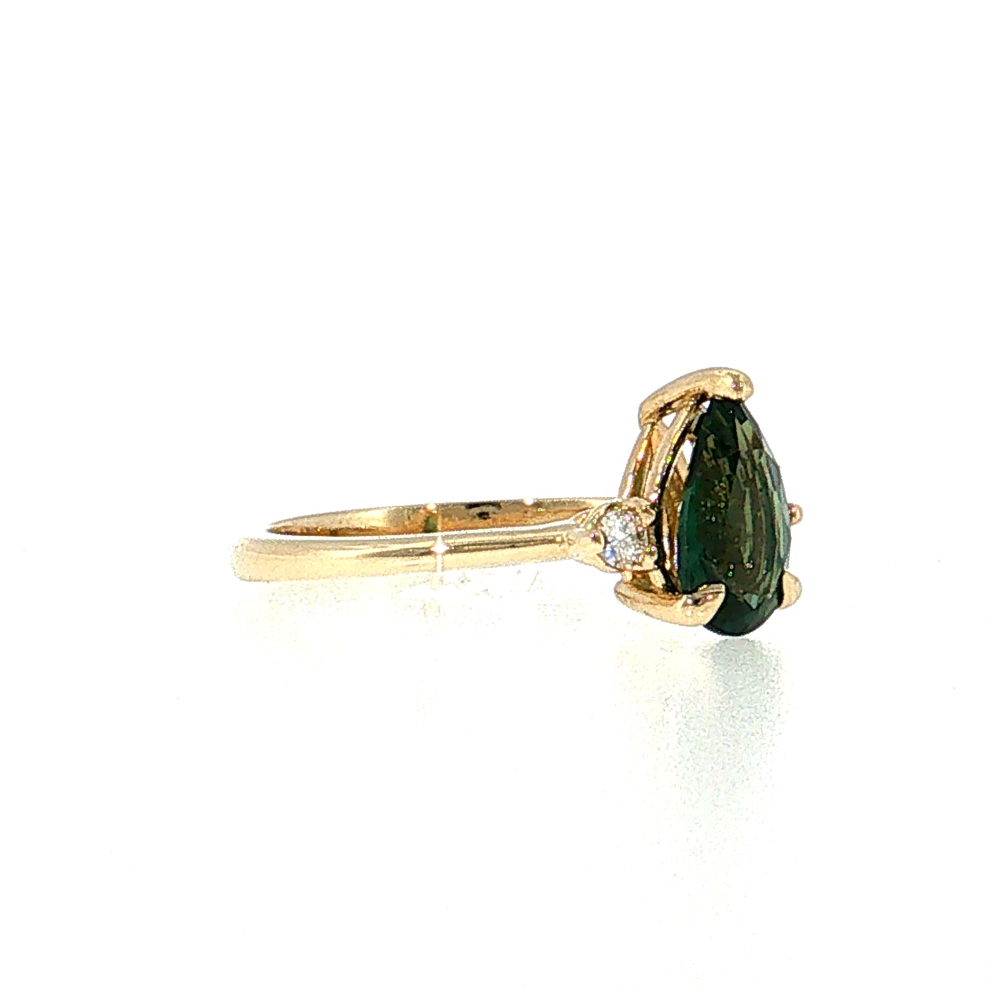 1.52 Pear Sapphire Three Stone Engagement Ring 14k