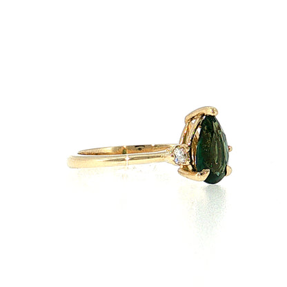 1.52 Pear Sapphire Three Stone Engagement Ring 14k
