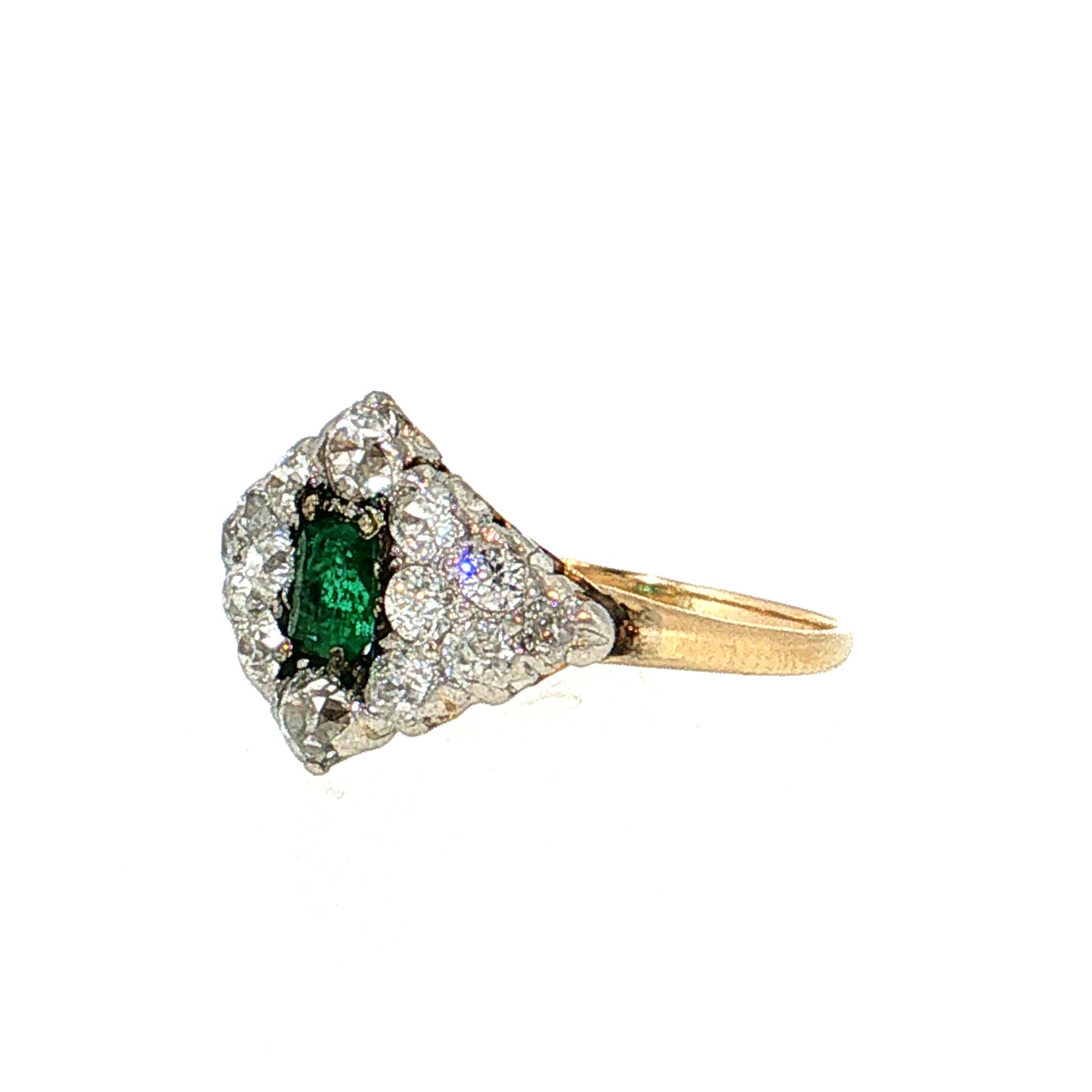 .36 Antique Edwardian Emerald Cocktail Ring 14k Platinum