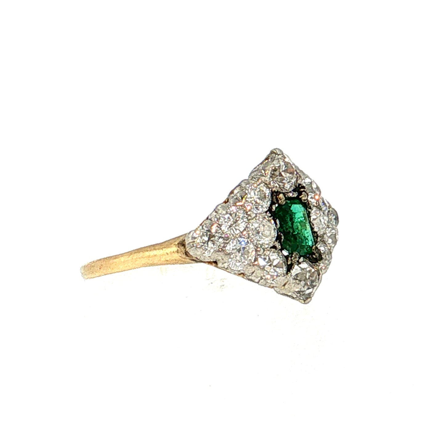 .36 Antique Edwardian Emerald Cocktail Ring 14k Platinum