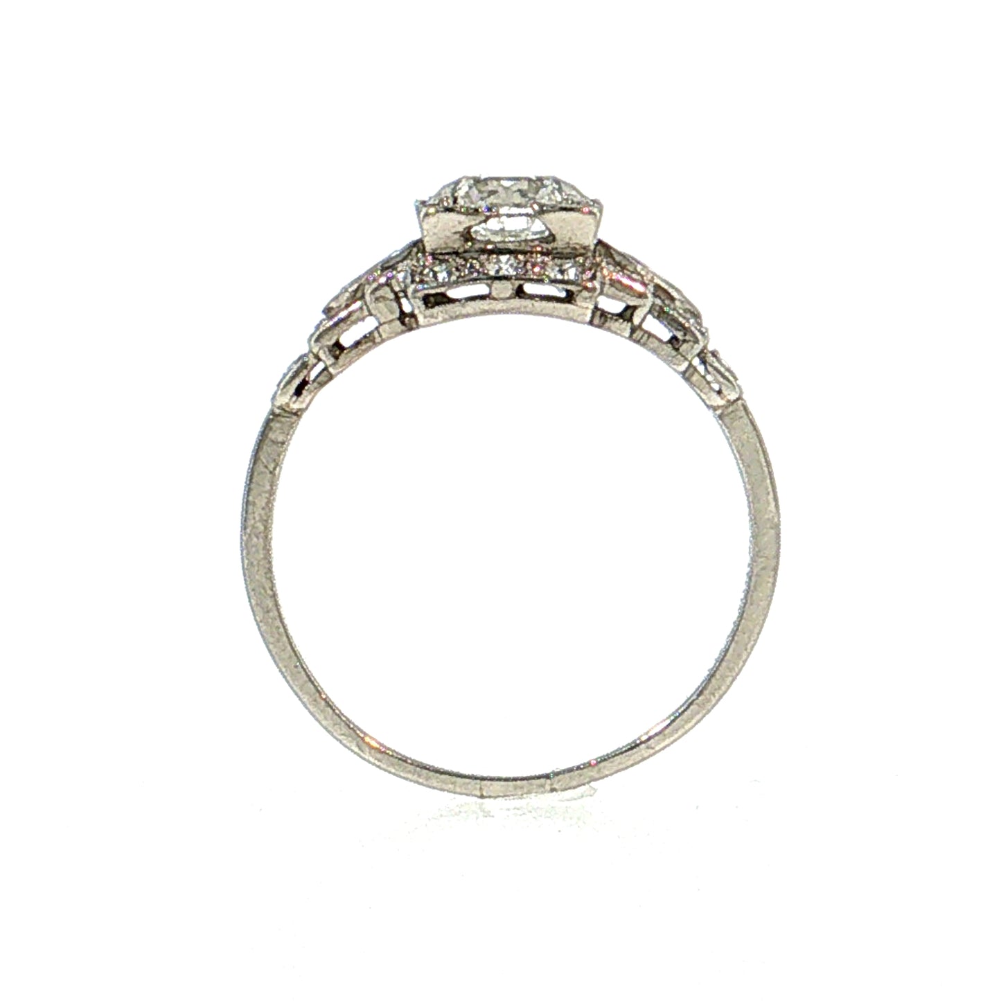 .90 Antique Art Deco Diamond Engagement Ring Platinum