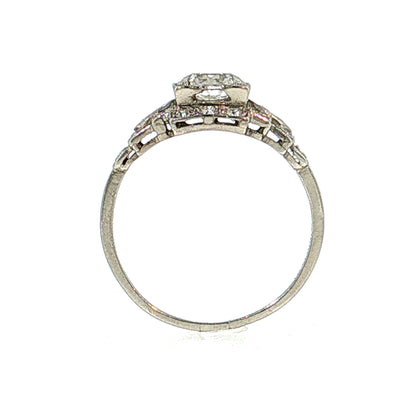 .90 Antique Art Deco Diamond Engagement Ring Platinum