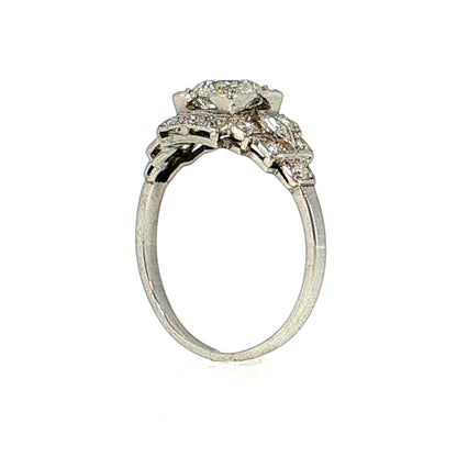 .90 Antique Art Deco Diamond Engagement Ring Platinum