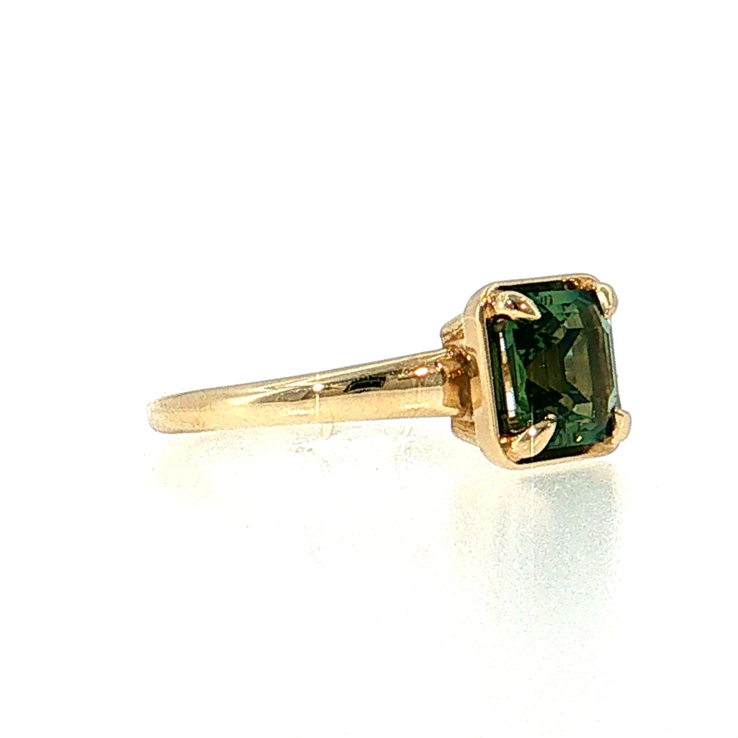 2.04 Asscher Sapphire Solitaire Engagement Ring 14k