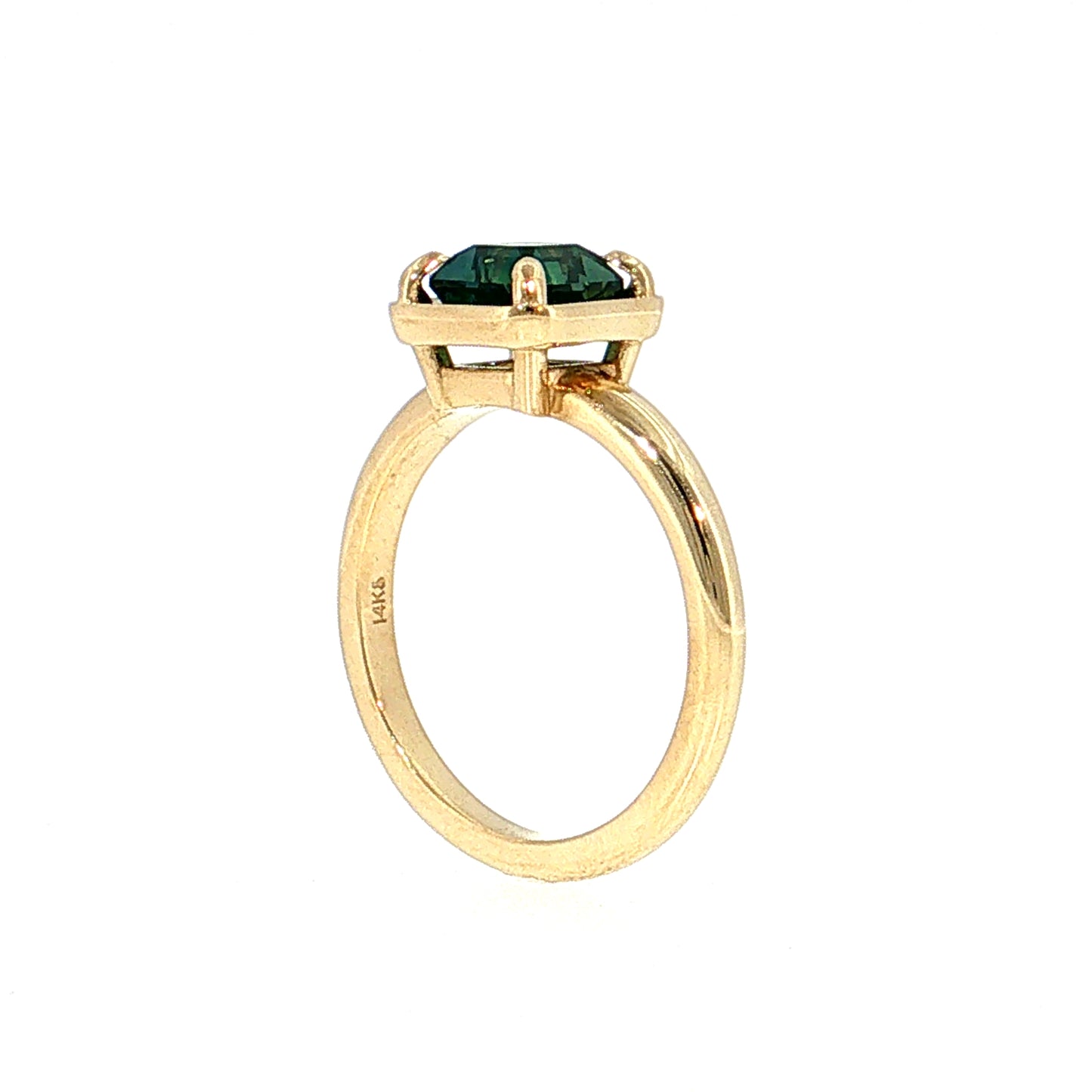 2.04 Asscher Sapphire Solitaire Engagement Ring 14k